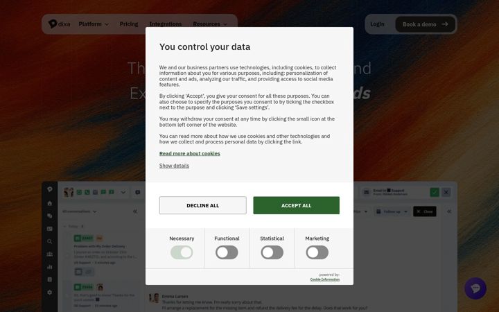 Screenshot of dixa.com