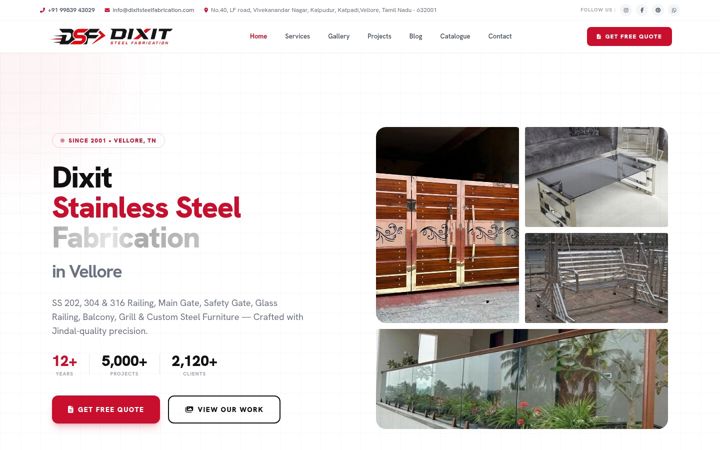 Screenshot of dixitsteelfabrication.com
