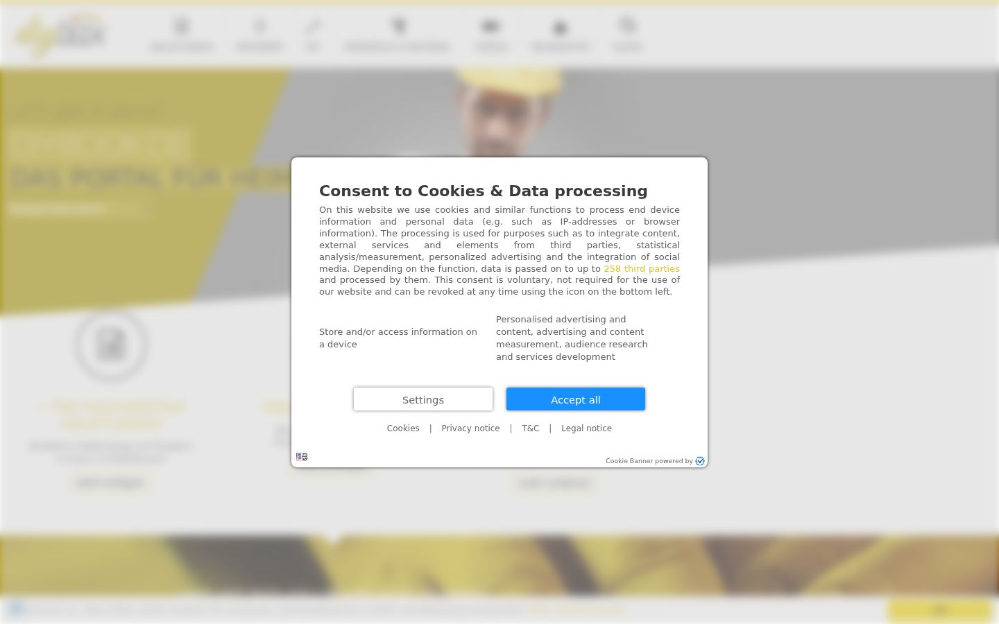 Screenshot of the consent banner shown before any interaction