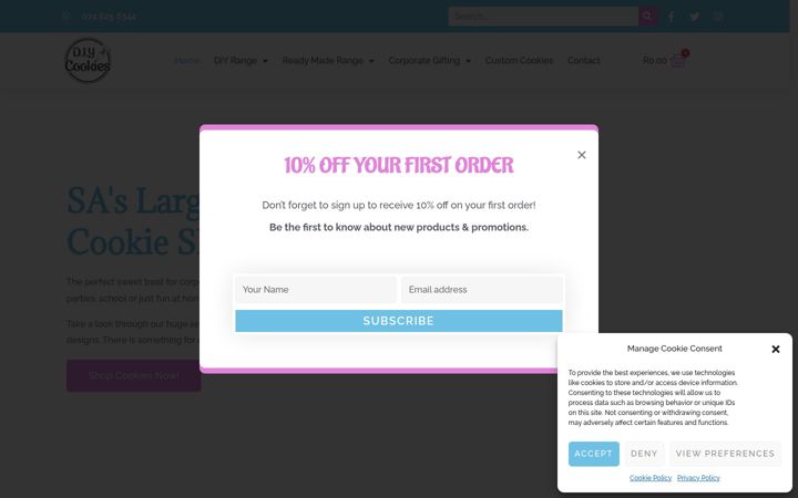 Screenshot του diycookies.co.za