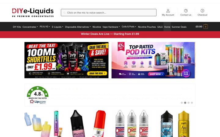 Zrzut ekranu diyeliquids.co.uk