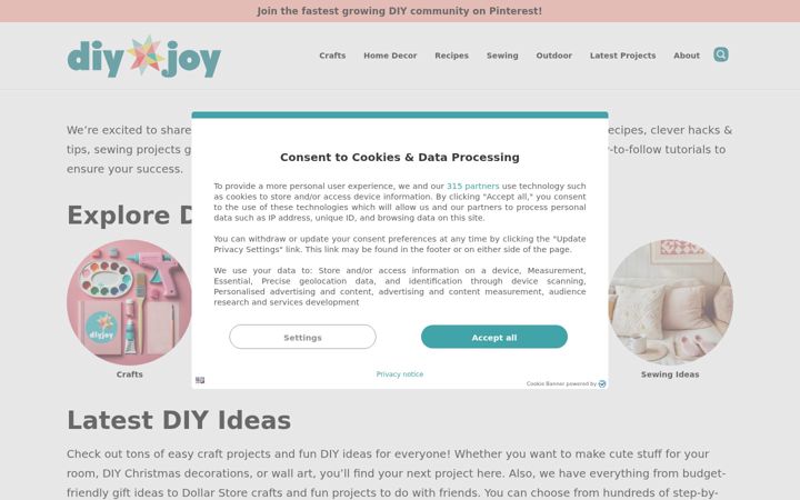 Screenshot of diyjoy.com