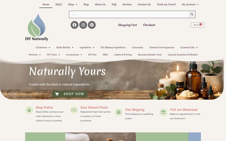 Screenshot of diynaturally.co.za