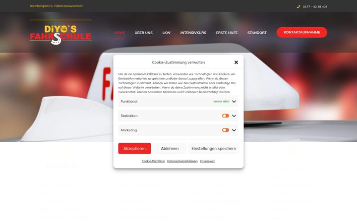 Screenshot of diyos-fahrschule.de