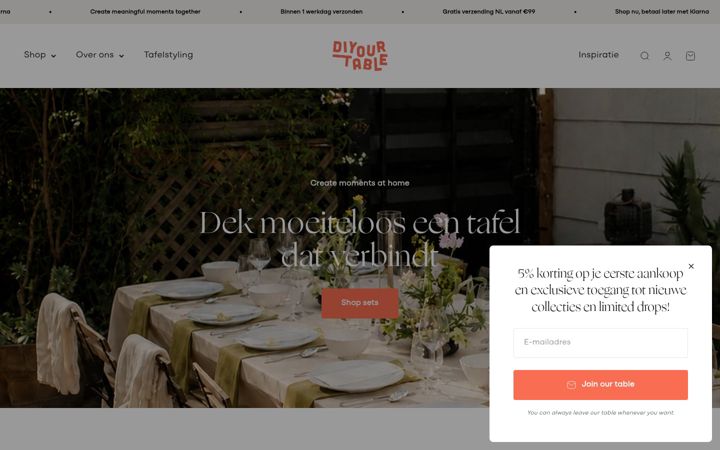 Snimka zaslona za diyourtable.nl