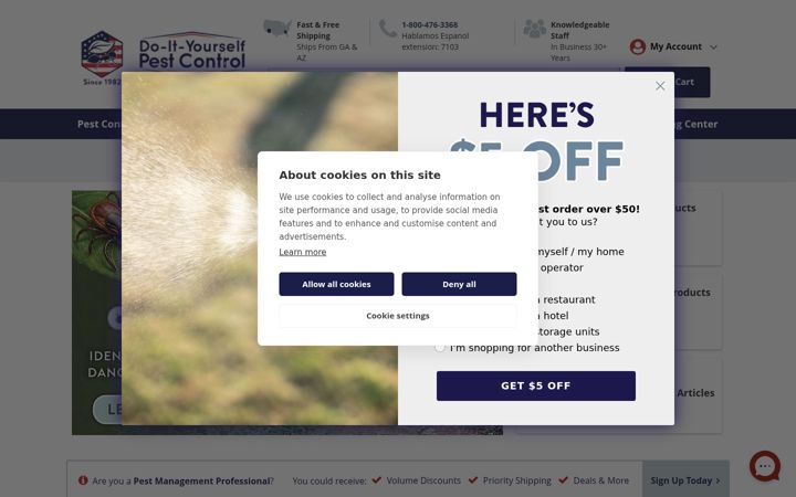 Screenshot of diypestcontrol.com