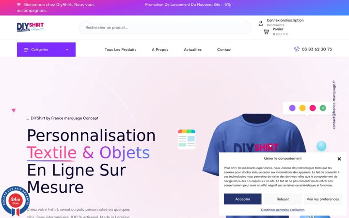 Posnetek zaslona diyshirt.fr