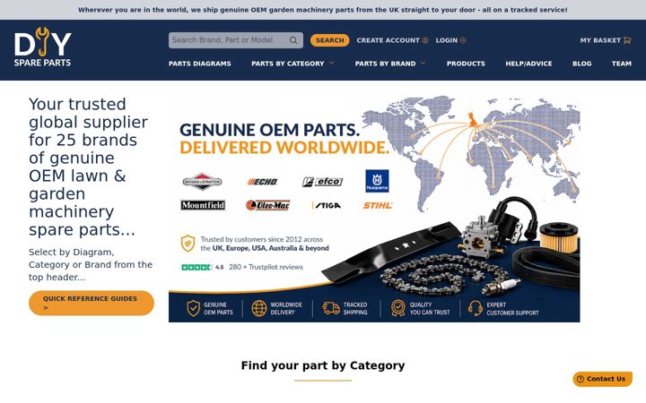 Screenshot of diyspareparts.com