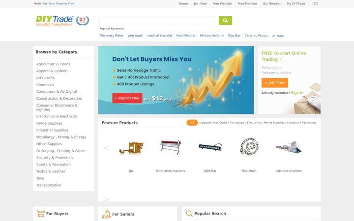 Screenshot of diytrade.com