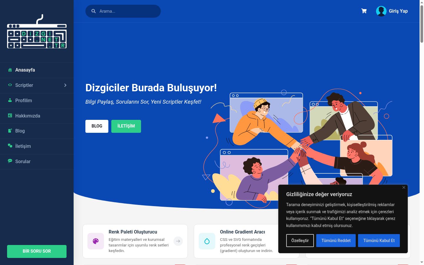 Sutikimo reklamjuostės, rodytos prieš bet kokią sąveiką, ekrano kopija