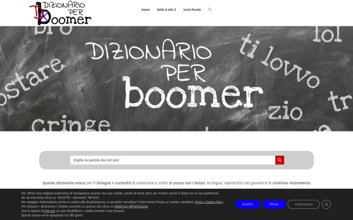 Ekrano kopija dizionarioperboomer.it