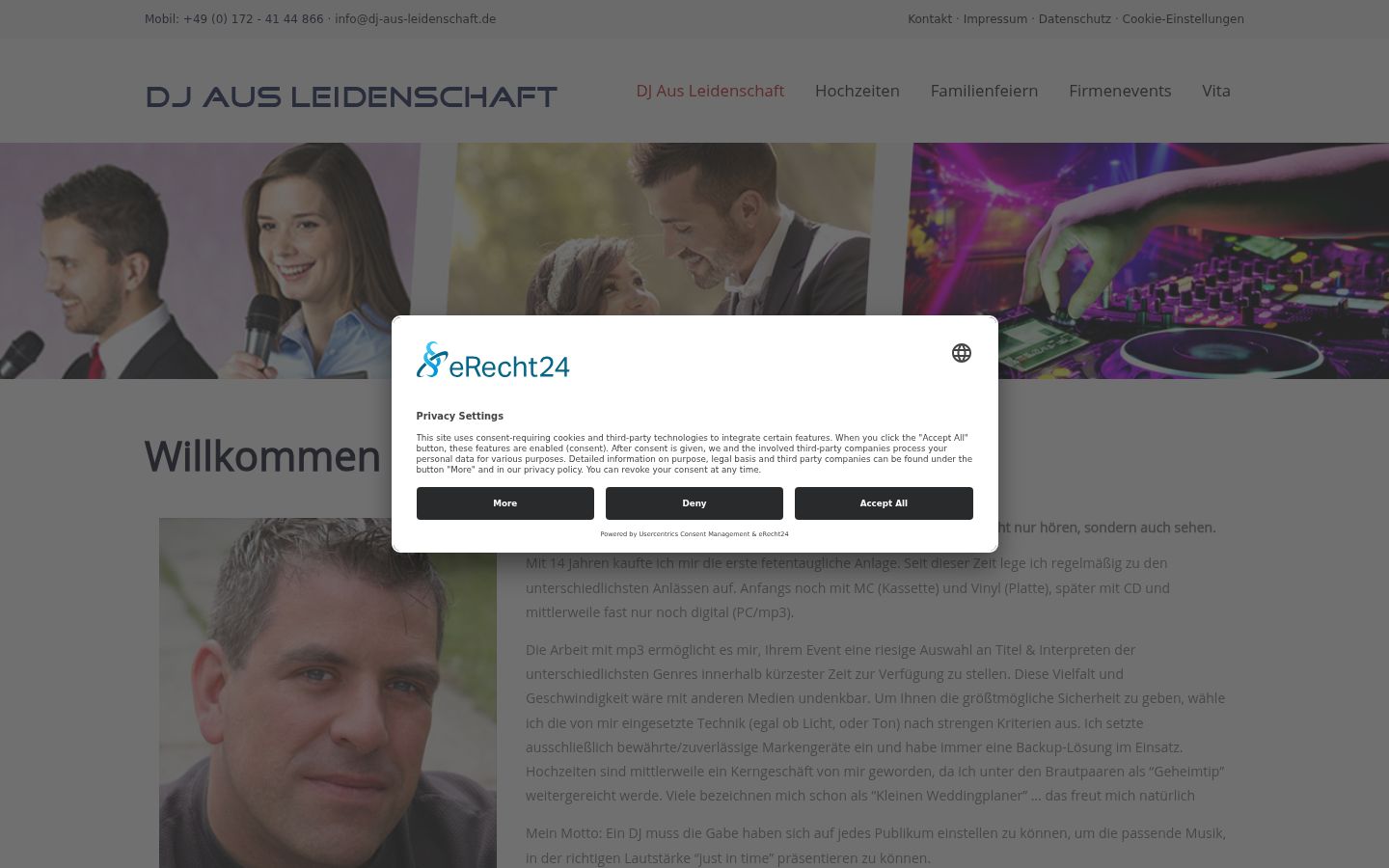 Capture d'écran de la bannière de consentement affichée avant toute interaction