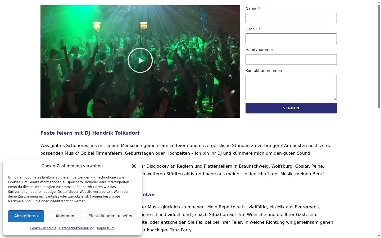 Screenshot of the consent banner shown before any interaction