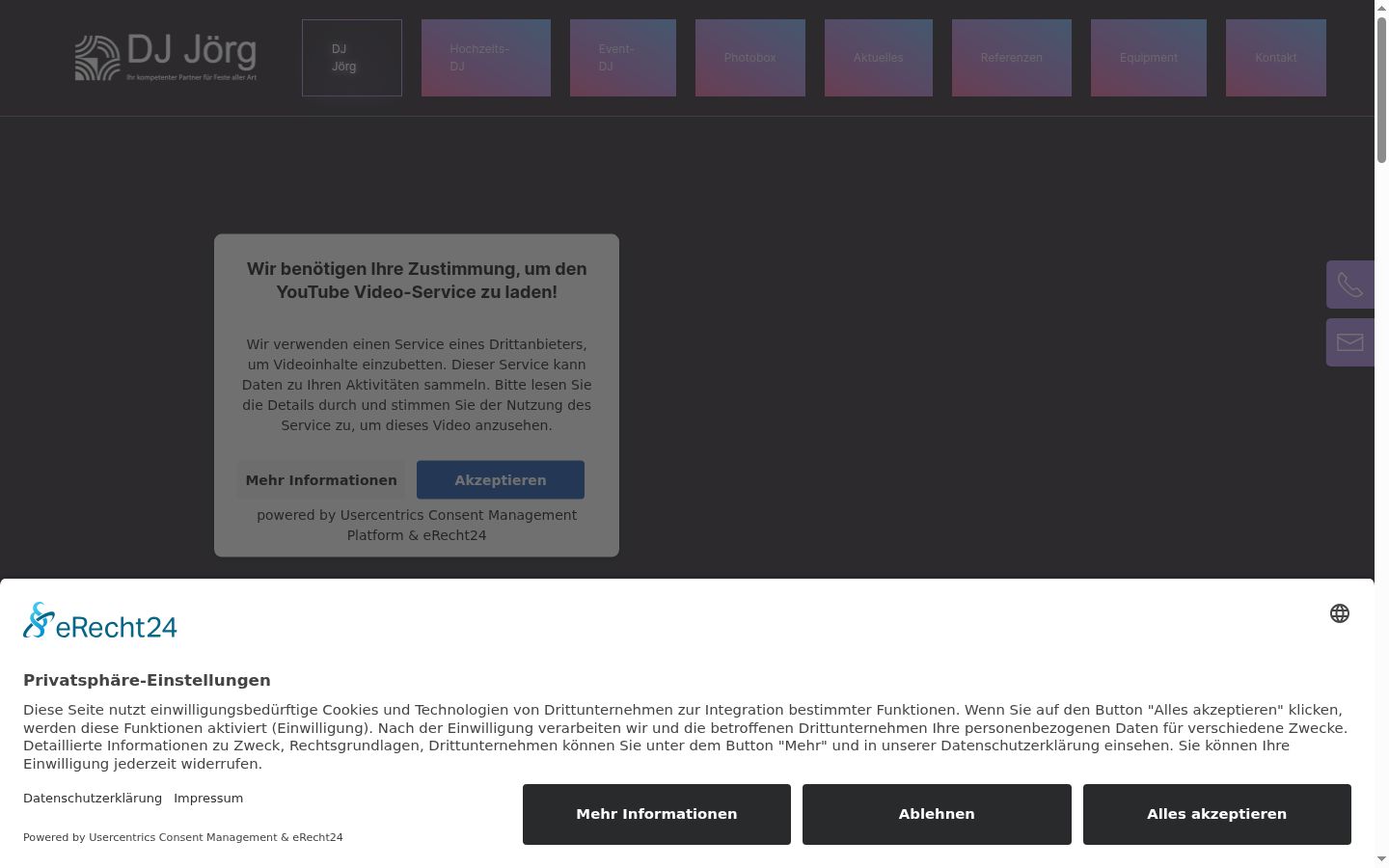Screenshot del banner di consenso mostrato prima di qualsiasi interazione