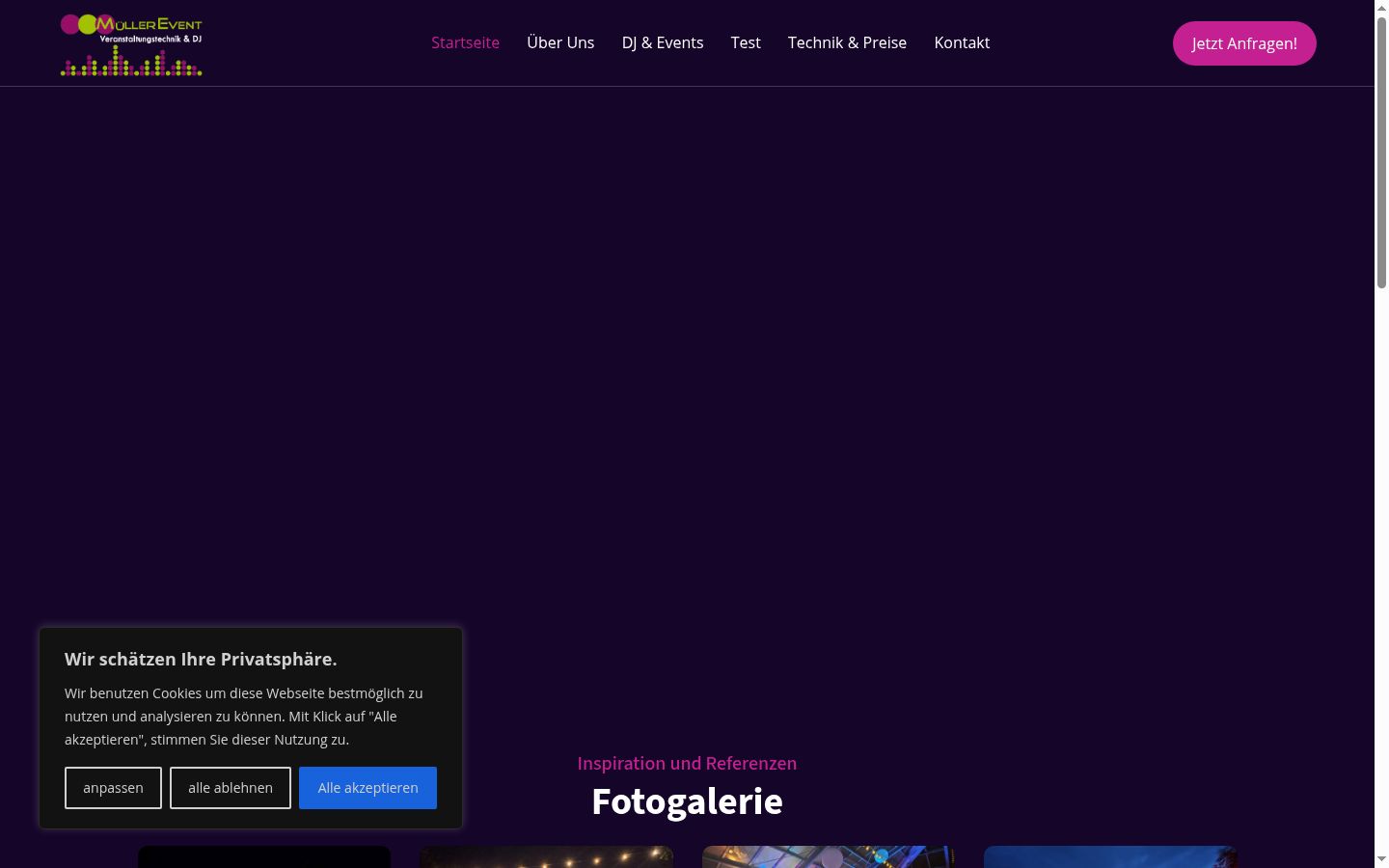 Screenshot des Einwilligungsbanners vor jeglicher Interaktion