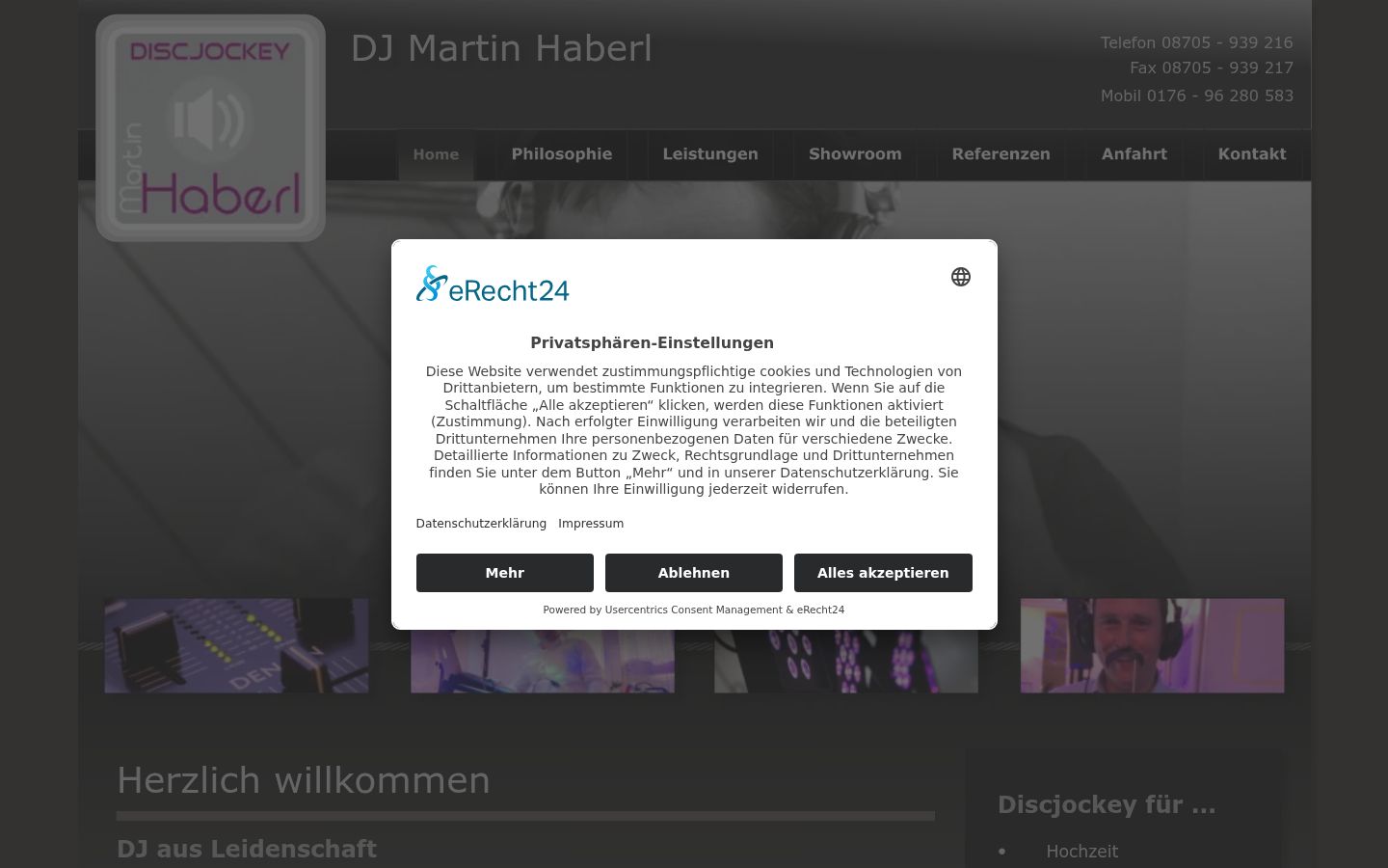 Screenshot of the consent banner shown before any interaction