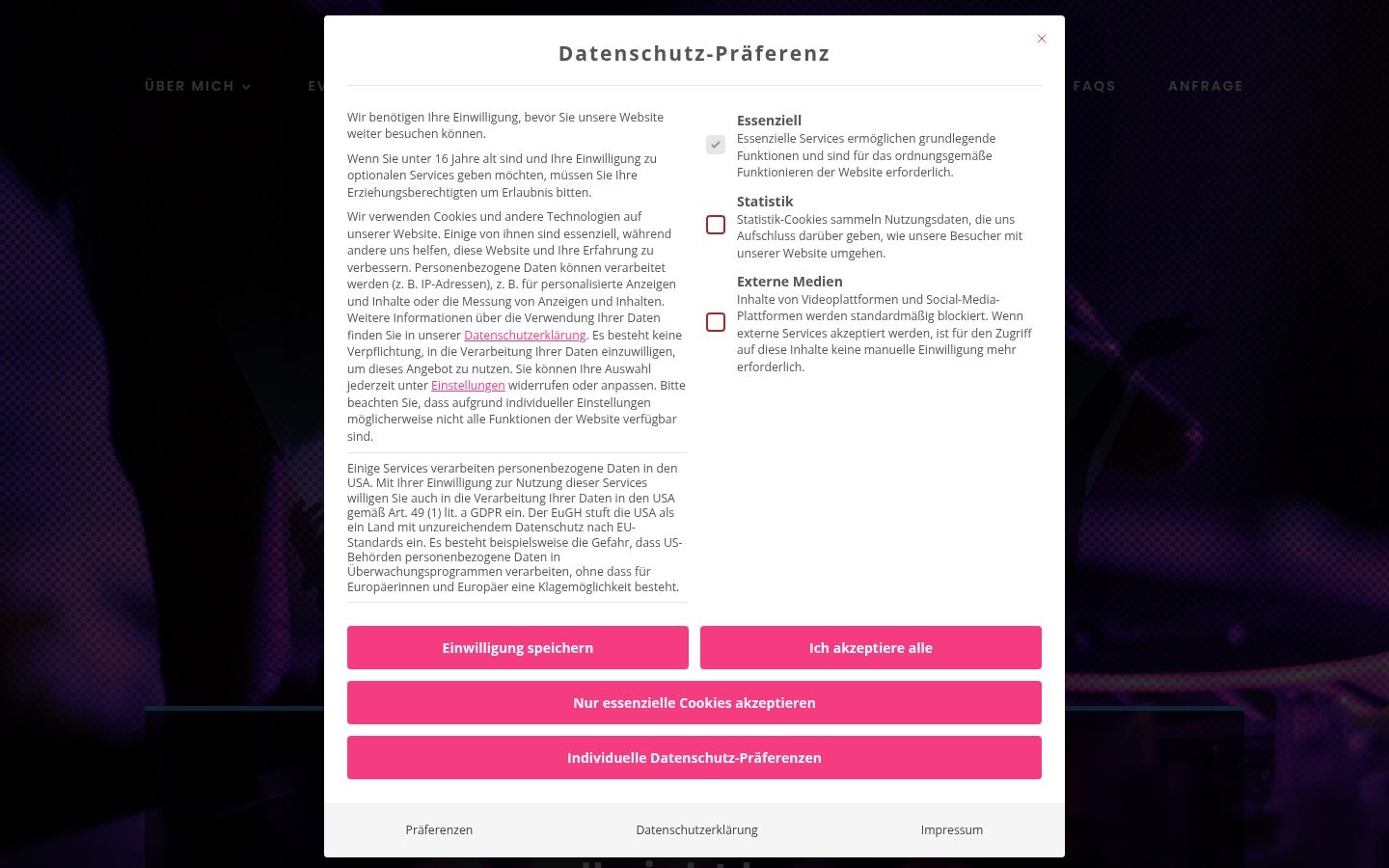 Capture d'écran de la bannière de consentement affichée avant toute interaction