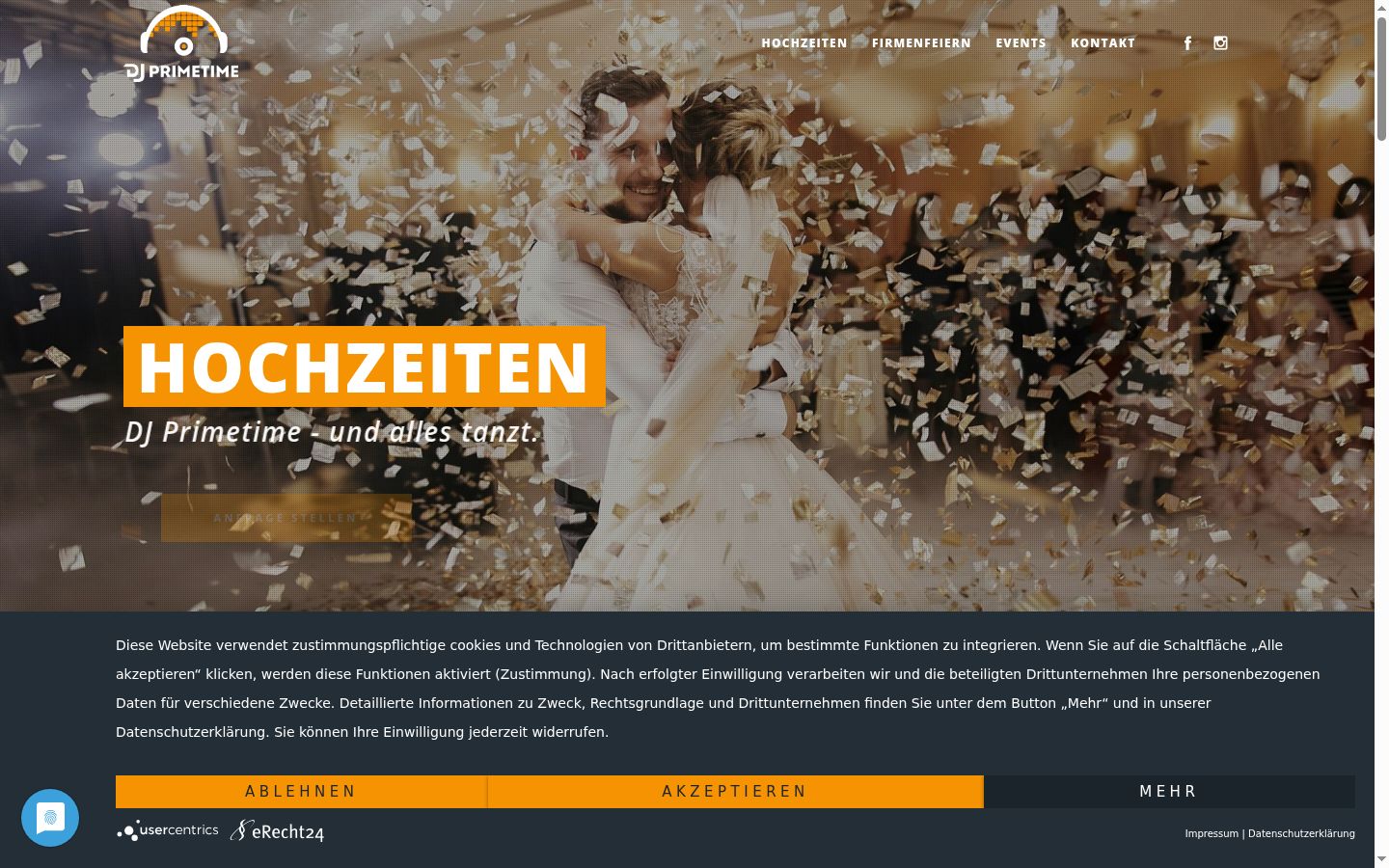 Screenshot of the consent banner shown before any interaction