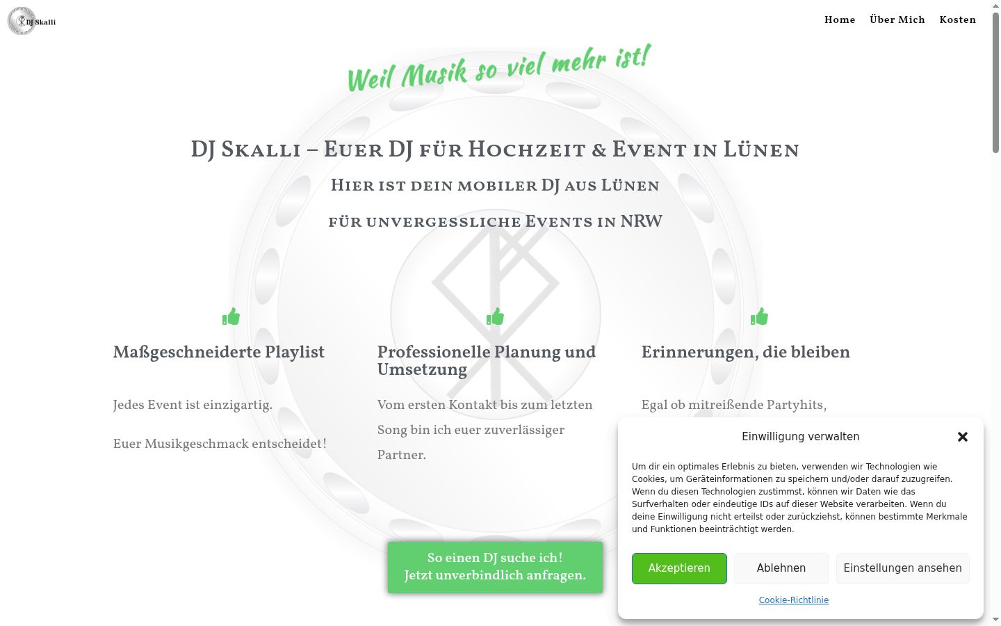 Screenshot of the consent banner shown before any interaction