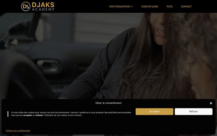 Kuvakaappaus sivustosta djaks-academy.fr