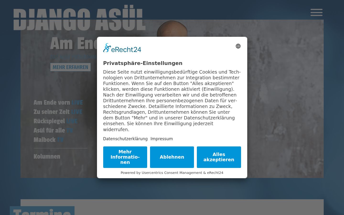 Capture d'écran de la bannière de consentement affichée avant toute interaction