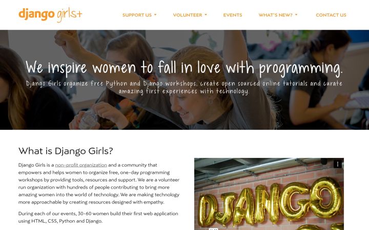 Screenshot of djangogirls.org