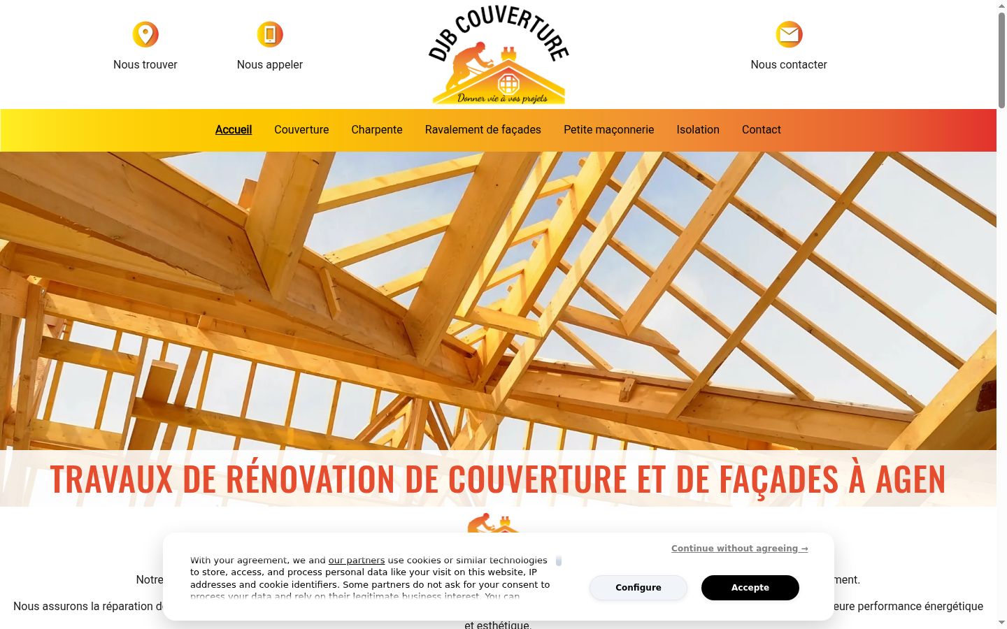 Screenshot del banner di consenso mostrato prima di qualsiasi interazione