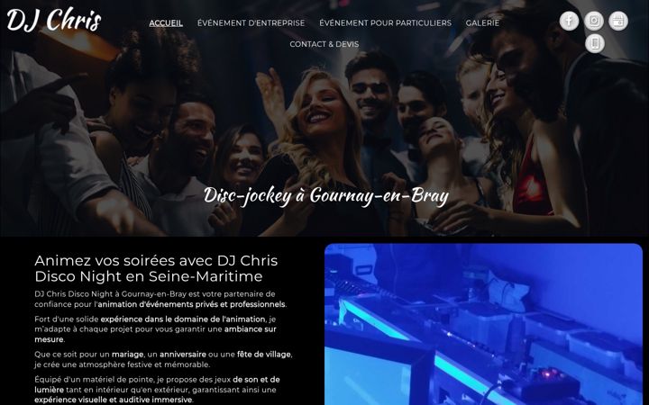 Kuvakaappaus sivustosta djchrisdisconight.fr