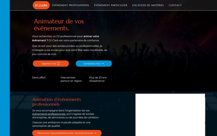 Kuvakaappaus sivustosta djclarkevents.fr