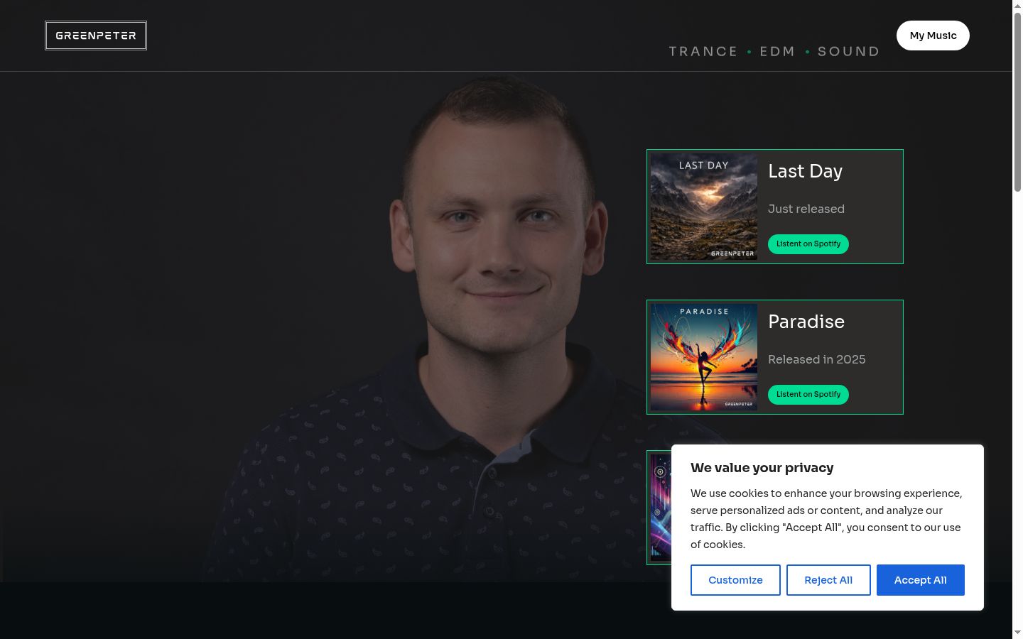 Sutikimo reklamjuostės, rodytos prieš bet kokią sąveiką, ekrano kopija