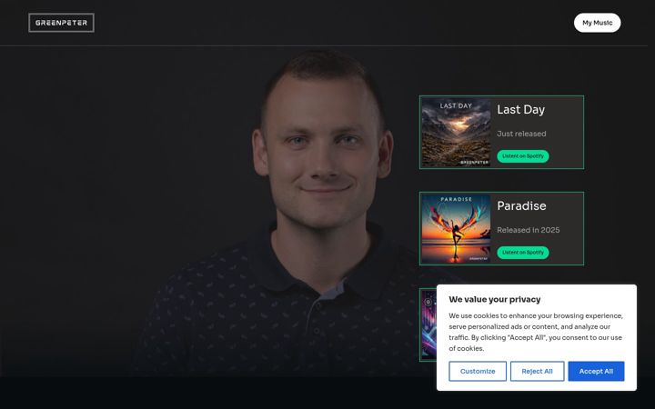 Screenshot of djgreenpeter.com