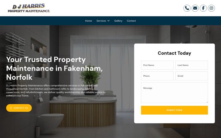 Ekrānuzņēmums no djharrismaintenance.co.uk