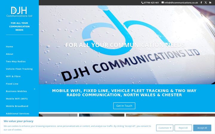 Ekrānuzņēmums no djhcommunications.co.uk