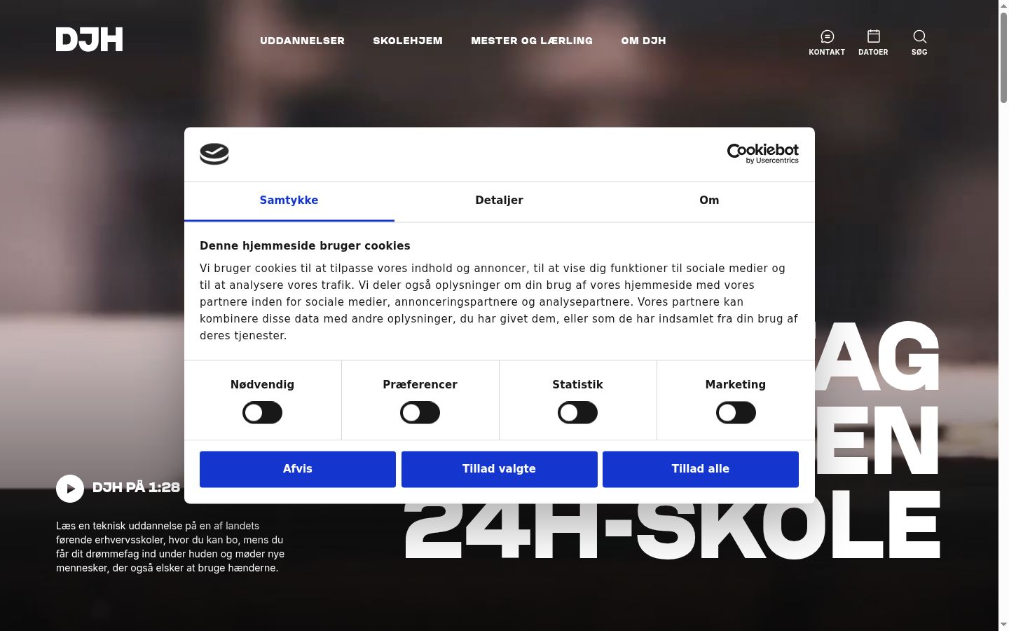 Captura de ecrã do banner de consentimento apresentado antes de qualquer interação