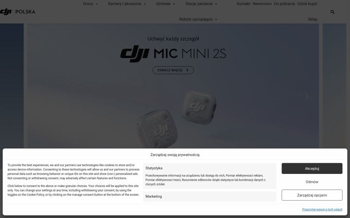 Captură de ecran a dji-polska.pl