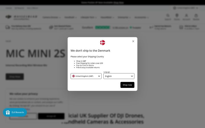 Ekrānuzņēmums no dji-retail.co.uk
