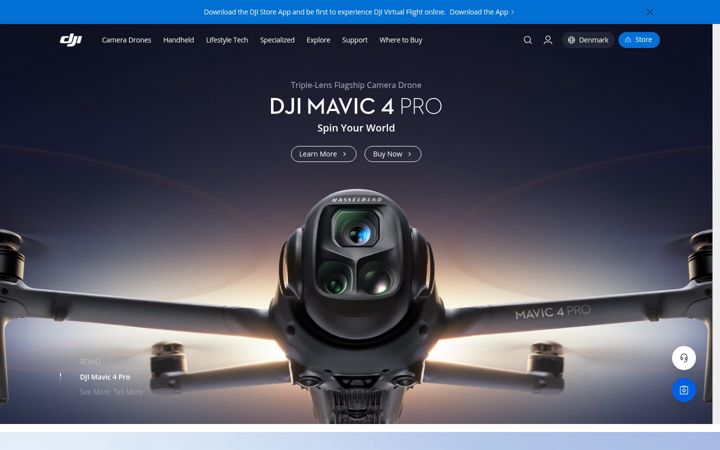 Kuvakaappaus sivustosta dji.com