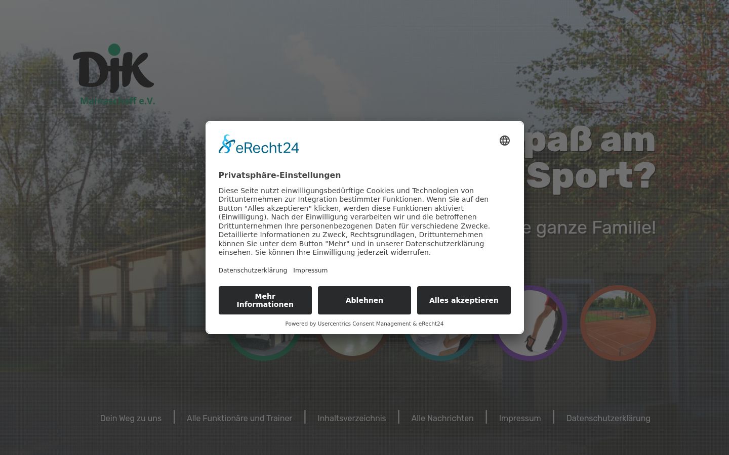 Screenshot des Einwilligungsbanners vor jeglicher Interaktion