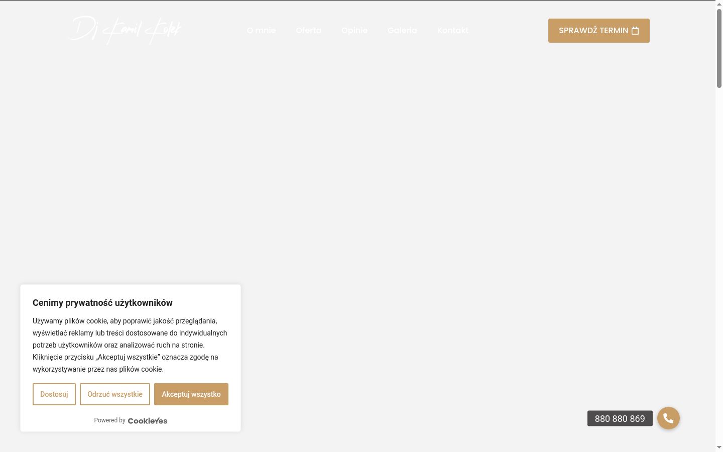Screenshot of the consent banner shown before any interaction