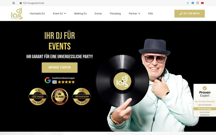 Screenshot of djlarsvonommeln.de