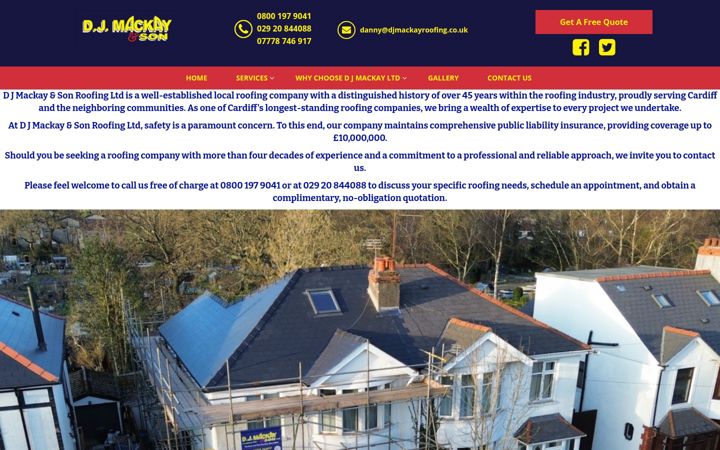 Captură de ecran a djmackayroofing.co.uk