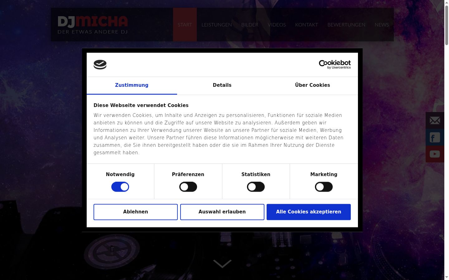 Capture d'écran de la bannière de consentement affichée avant toute interaction