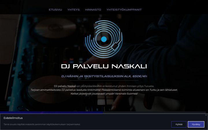 Screenshot di djpalvelunaskali.fi