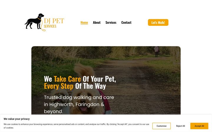 Captură de ecran a djpetservices.co.uk