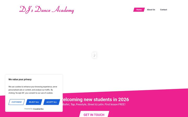Kuvakaappaus sivustosta djsdanceacademy.co.uk