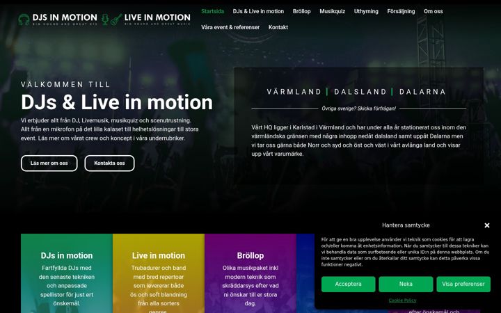 Snímek obrazovky djsinmotion.se