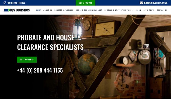 Kuvakaappaus sivustosta djslogisticsremovals.co.uk