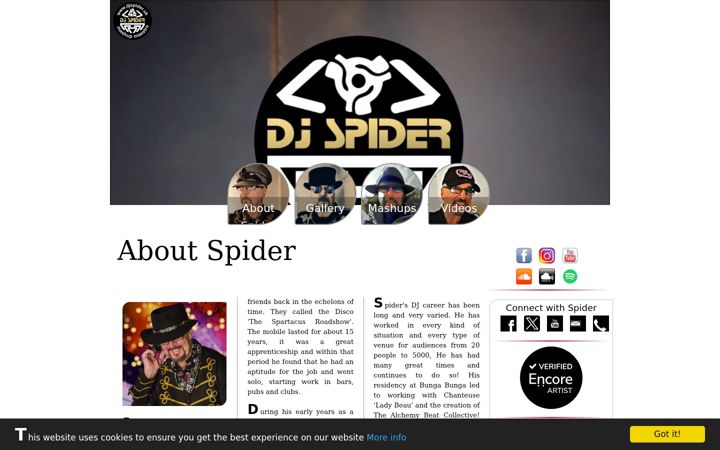 Kuvakaappaus sivustosta djspider.uk