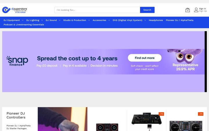 Screenshot of djsuperstore.com