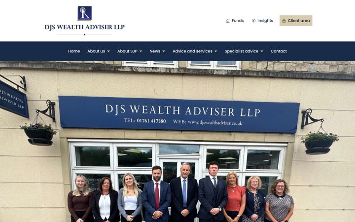 Kuvakaappaus sivustosta djswealthadviser.co.uk
